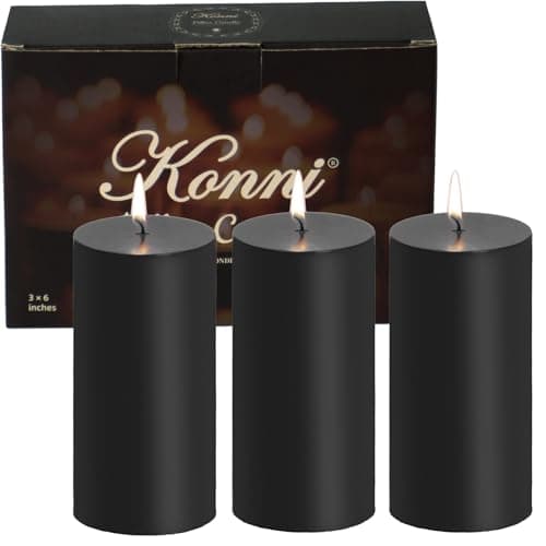 KONNI Ivory Pillar Candles Set of 3, 30-Hour Long-Burning Smokeless&Dripless