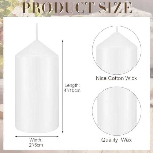 MTLEE Set of 40 White 2x4 Inch Dripless Unscented Large Burn Clean Smokeless Dinner candles