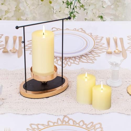 KONNI Ivory Pillar Candles Set of 3, 30-Hour Long-Burning Smokeless&Dripless