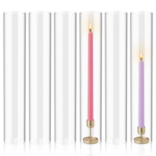 Hurricane Glass Candle Holders - 6 Pcs 2.5" W x 14" H