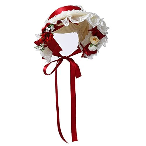 COSDREAMER Lace Flowers Victorian Bonnets for Girls & Women
