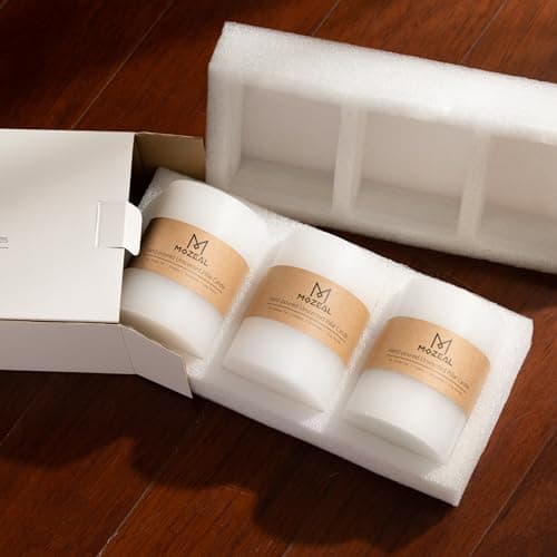 MOZEAL 3" x 4" Unscented Dripless Pillar Candle Set of 3, Long Burn Time, Rustic Style