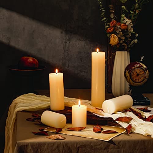 Amyhill Set of 30 White Unscented Pillar Candles for Home and Decor