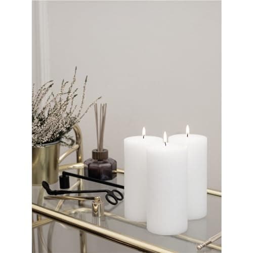 CANDWAX 3x6 Inch Set of 3 Unscented Dripless White Pillar Candles, Rustic Decor for Weddings & Home