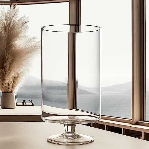 CYS EXCEL Glass Hurricane Candle Holder | Multiple Size Stemmed Centerpieces