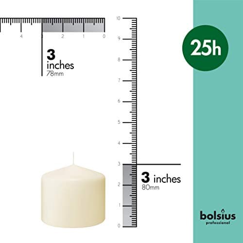 BOLSIUS 6 Ivory Pillar Candles - 3x3 Inches, 25+ HoursBurn Time - No Palm Oil, Premium Quality