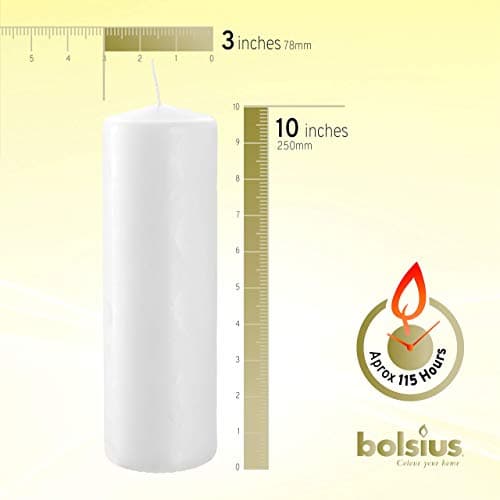 BOLSIUS White Pillar Candle - 115 Hours Burn Time, Premium Quality