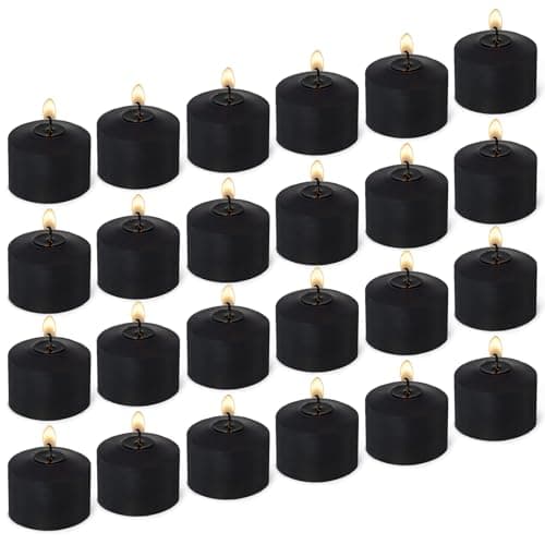 Bulk Black Pillar Candles - Pack of 24, 1.25 Inch - For Kitchen, Spa, Lanterns, Mantels, Prayers, and Emergencies