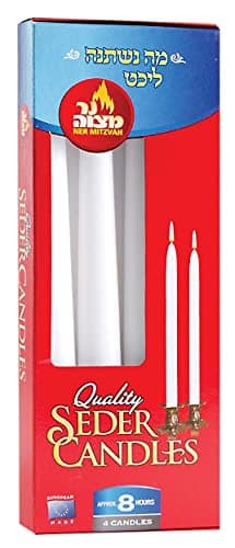 Passover Seder Candles - 8 Hour Burn Time - European Made - Pack of 4 Taper Candles
