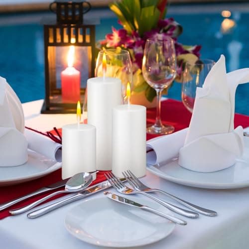18 PCS White Pillar Candles MTLEE Bulk for Weddings & Home Decor