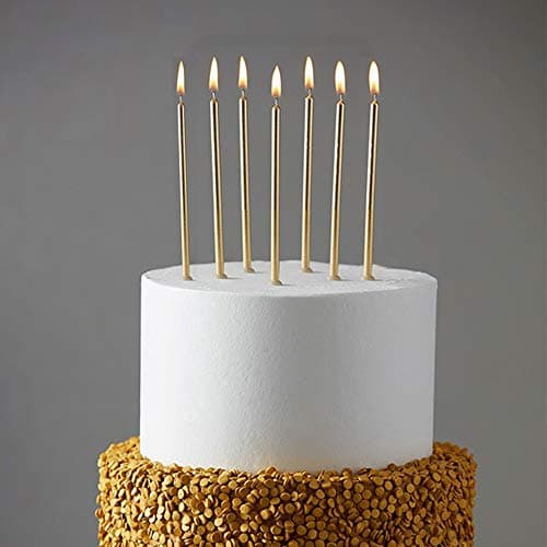 24-Piece Metallic Champagne Gold Birthday Candles for Cakes and Cupcakes