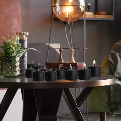 Bulk Black Pillar Candles - Pack of 24, 1.25 Inch - For Kitchen, Spa, Lanterns, Mantels, Prayers, and Emergencies