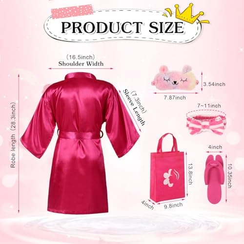 30-Piece Spa Party Supplies for Girls: Robes, Slippers, & Favors