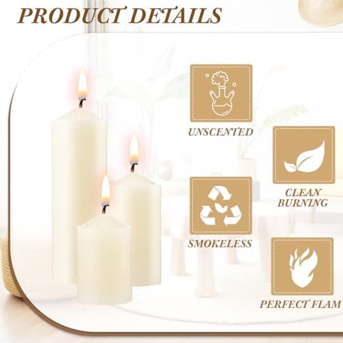 Bulk Set of 54 Ivory Pillar Candles for Home Events.