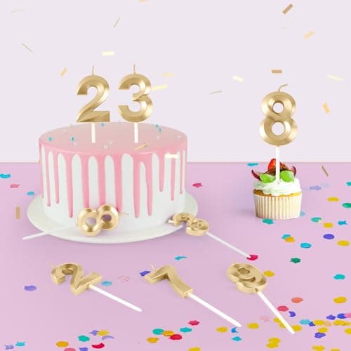 BEAN LIEVE Number Birthday Candles (Champagne Gold)