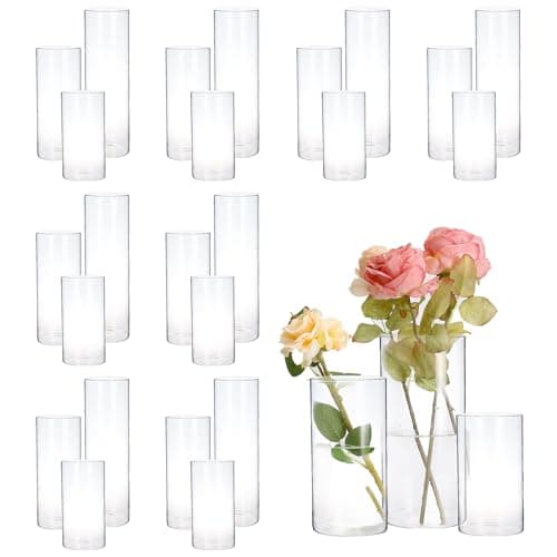 Hurricand 3PCS Glass Pillar Candle Holder for Weddings and Centerpieces