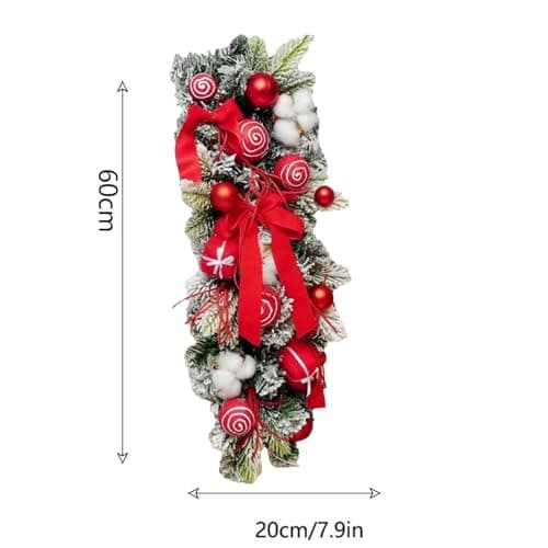2pcs Rattan Teardrop Swag Wreaths, Christmas Dangling Ornaments
