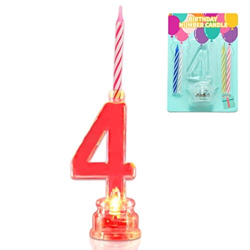 Novelty Flashing Multicolor Birthday LED Candle Toper with 4 Candles (Number 2)