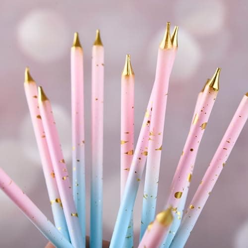 Bella Meri Pink Blue Gold Long Birthday Candles