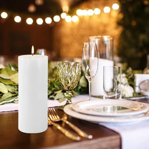 2 Pack 3x8 Soy Pillar Candles, Unscented & Smokeless