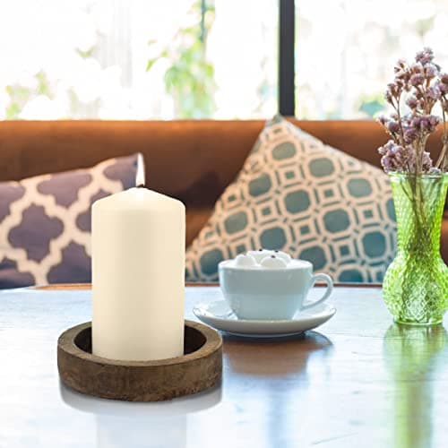 Stonebriar 6 Pack Ivory Unscented Tall Pillar Candles - 3x6 Inch, 65 Hour Burn