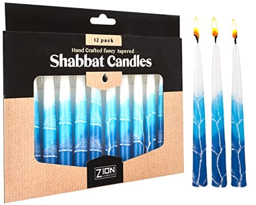 Zion Judaica Sun Burst 5.5" Unscented Taper Candles, 12 Pack for Home Décor and Holidays