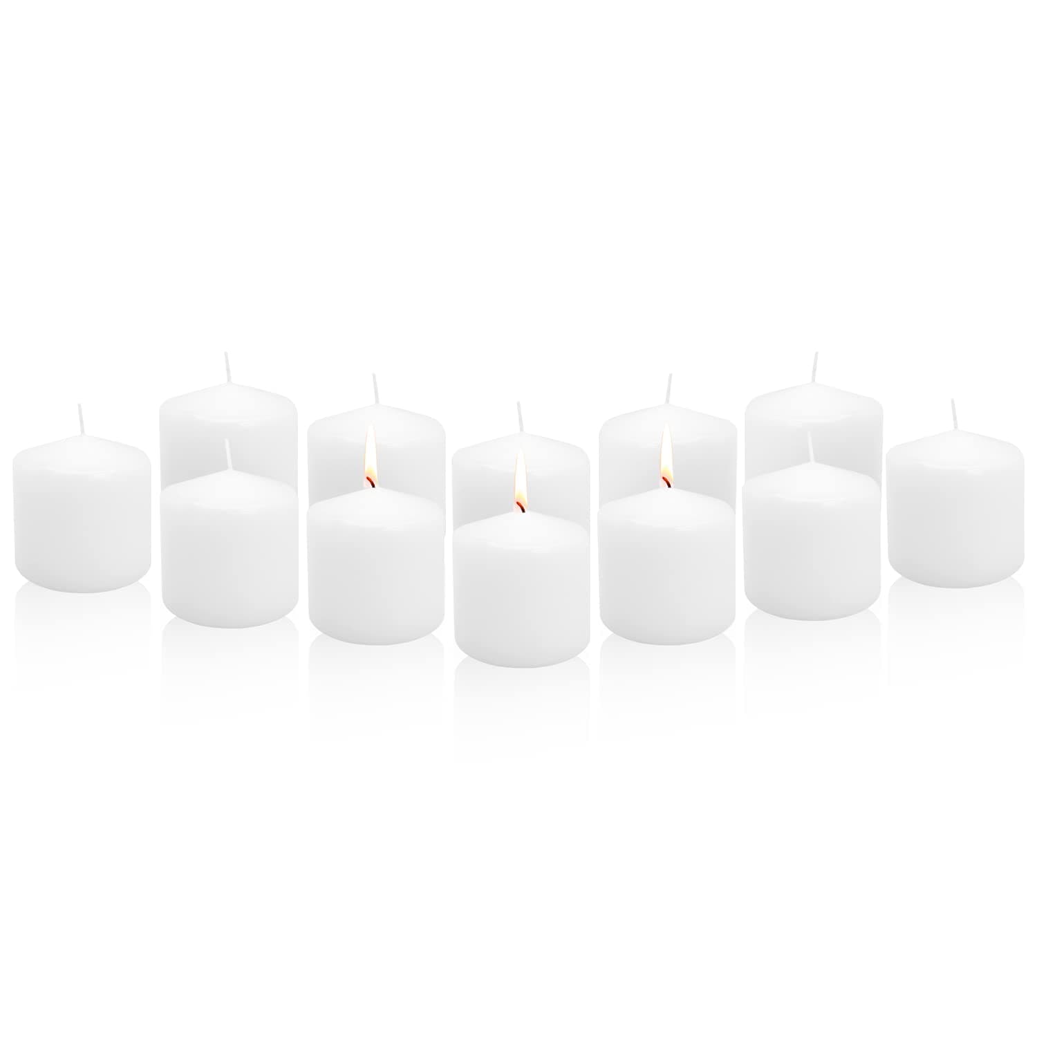 Set of 12 White Unscented Pillar Candles – 3x3 Inch, 30 Hours Burn Time for Weddings, Parties, and Home Decor