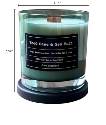 Wood Sage & Sea Salt Wooden Wick Soy Candle, 8 oz, Highly Scented