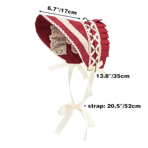 FURPHI Victorian Bonnet Sun Hat with Lace for Women