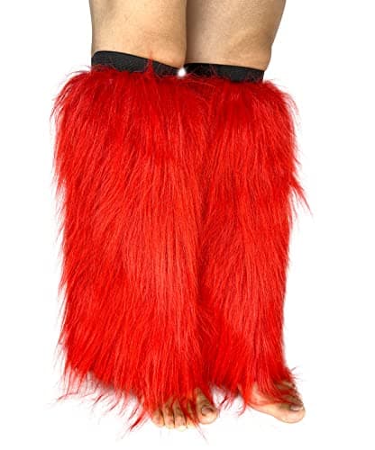 Dionysia Fuzzy Faux Fur Leg Warmers, Long Boots Cuff Cover, Elastic, 18"