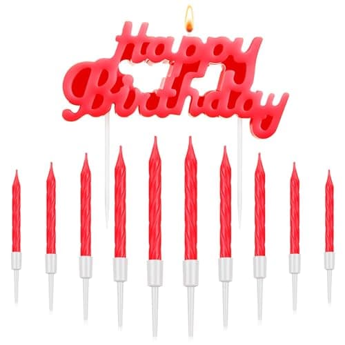 MTLEE Gold Happy Birthday Thin Spiral Candles Topper for Cake Decoration Party Supplies