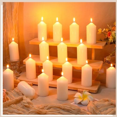 MTLEE Set of 40 White 2x4 Inch Dripless Unscented Large Burn Clean Smokeless Dinner candles