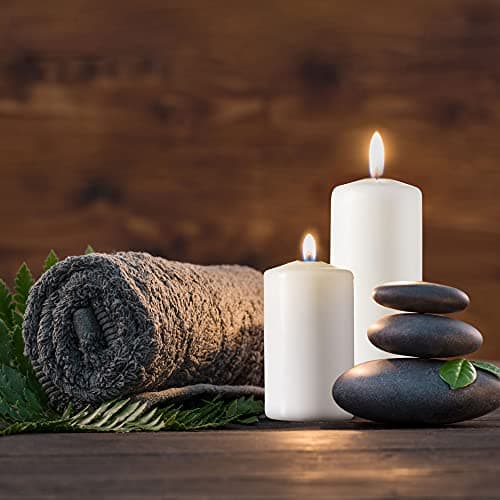 9 Pack 6 Inch White Dripless Pillar Candles for Home Décor