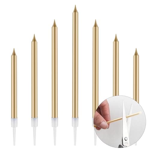 30 Pcs Long Birthday Candles - Champagne Gold, Tall & Perfect for Weddings & Partys