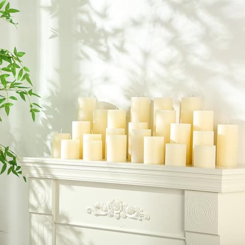 Shihanee 36 Pcs Christmas Pillar Candles – Ivory White
