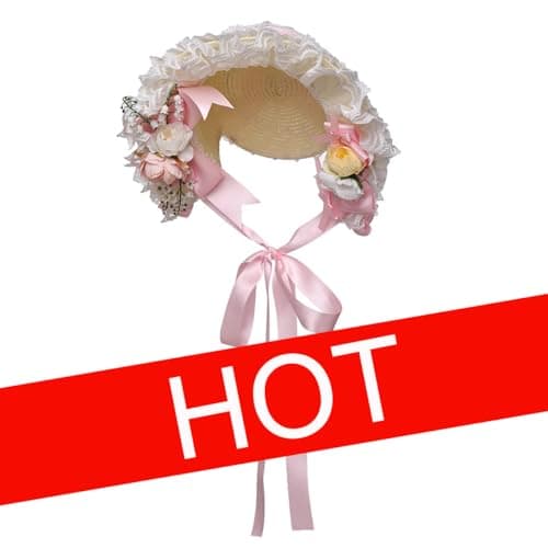COSDREAMER Lace Flowers Victorian Bonnets for Girls & Women