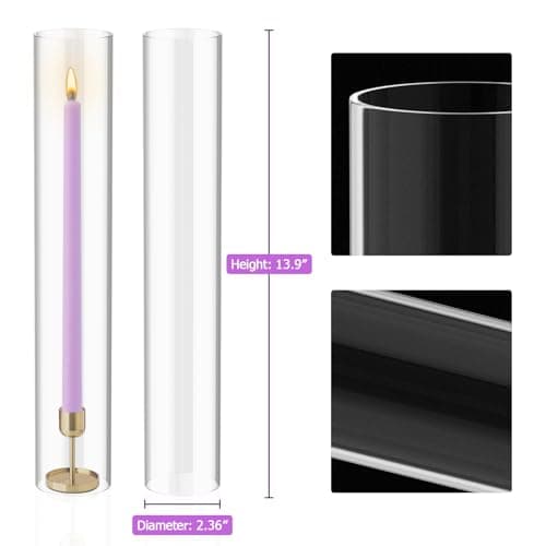 Hurricane Glass Candle Holders - 6 Pcs 2.5" W x 14" H