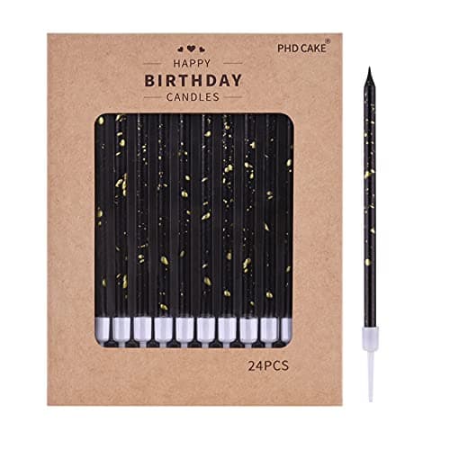 PHD CAKE Black Gold Long Thin Birthday Candles