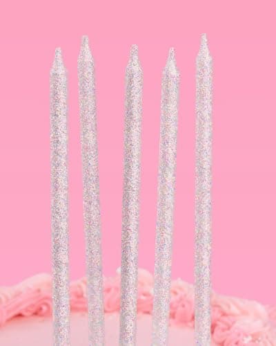 Fetti 10 Iridescent Glitter Party Cake Candles - Bachelorette Birthday Supplies