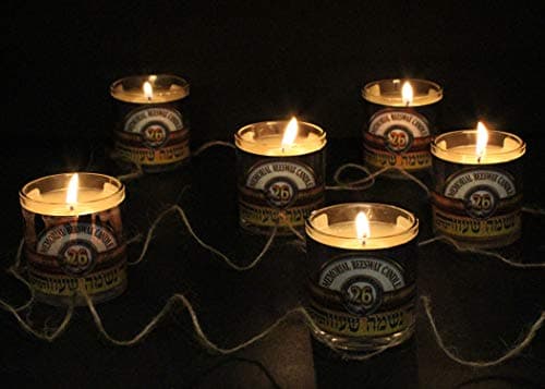 Kosher 6 Pack Rambue Yahrzeit Beeswax Candles - 24 Hour Burning Time
