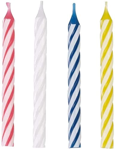 By The Cup Pink, White, Blue, Yellow Birthday Candles (Pack of 144)