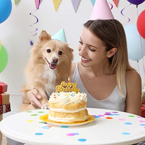 MTLEE Gold Happy Birthday Thin Spiral Candles Topper for Cake Decoration Party Supplies