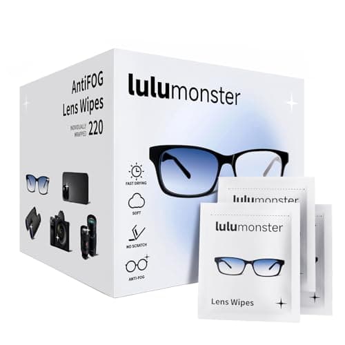Lulumonster Anti-Fog Lens Wipes [150 Non-Scratching, Pre-Moistened Wipes]