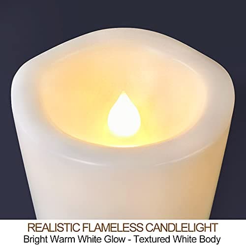 2-Pack White 3x6 LED Pillar Candles - Outdoor IP65 Waterproof Timer & Remote Operated