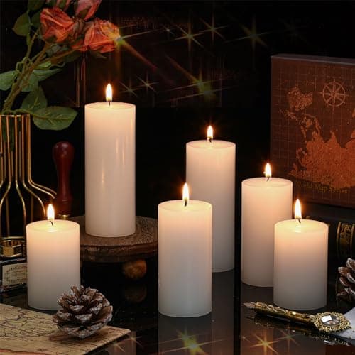 18 PCS White Pillar Candles MTLEE Bulk for Weddings & Home Decor