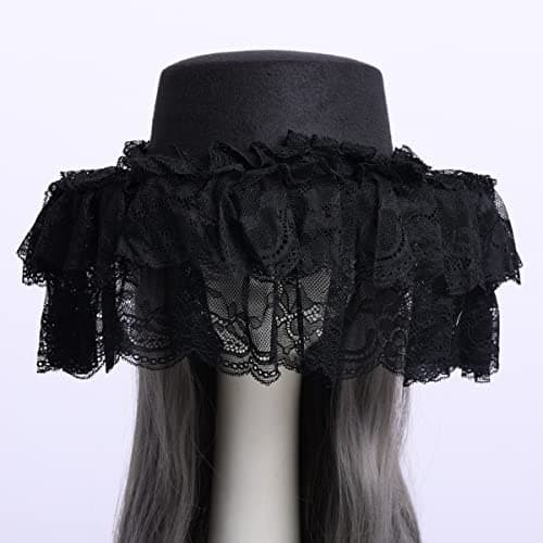 COSDREAMER Gothic Victorian Hat in White & Black Lace