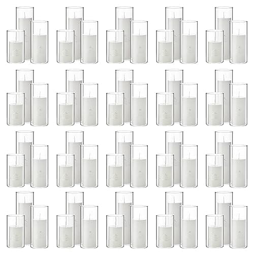 Slim Pillar Candles and Glass Cylinder Vases for Table Decoration (120 Pcs)