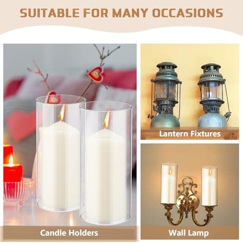 6-Piece White Pillar Candles with Hurricane Glass Cylinder Vases
