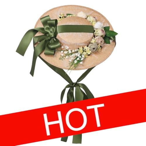 COSDREAMER Victorian Floral Flat Hat for Women and Girls