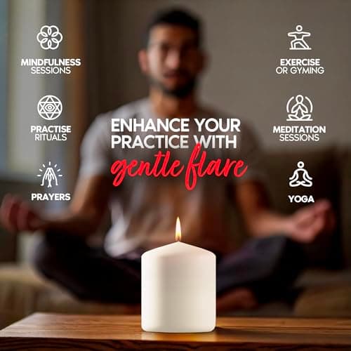 White Pillar Candles Pack of 12, 3x3 Inch, 50-Hour Burn – Dripless & Smokeless
